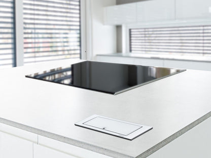 EVOLine BackFlip Cuisine Edelstahl 2x Steckdose mit USB-Charger, versenkbar / Mehrfachsteckdose / Steckdosenverteiler