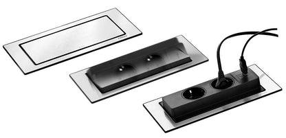 EVOLine BackFlip Cuisine Edelstahl 2x Steckdose mit USB-Charger, versenkbar / Mehrfachsteckdose / Steckdosenverteiler