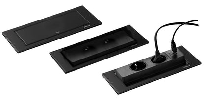 EVOLine BackFlip Schwarz matt 2x Steckdose mit USB-C, versenkbar / Mehrfachsteckdose / Steckdosenverteiler