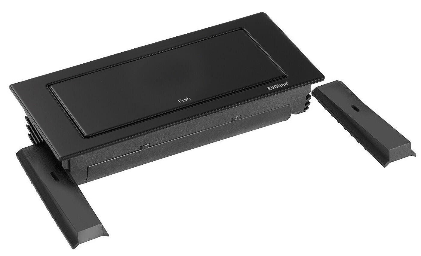 EVOLine BackFlip Schwarz matt 2x Steckdose mit USB-C, versenkbar / Mehrfachsteckdose / Steckdosenverteiler