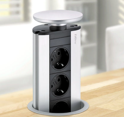 EVOline PORT 3-fach Deckel und Manschette silber lackiert / Mehrfachsteckdose / Steckdosenverteiler
