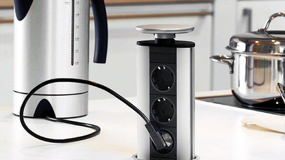 EVOline PORT 3-fach Deckel und Manschette silber lackiert / Mehrfachsteckdose / Steckdosenverteiler