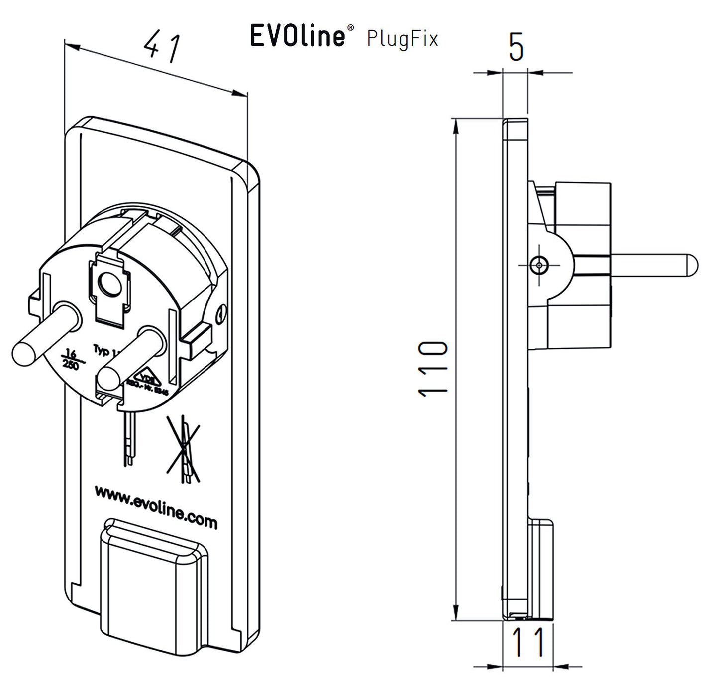 EVOline PlugFix - weiß - mit VDE-Kupplungsdose 1,5 m / Verlängerungskabel