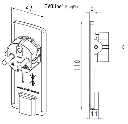 EVOline PlugFix - weiß - mit EVOline Express 3-fach Verteiler Kabellänge 1,5 m / Steckdosenleiste