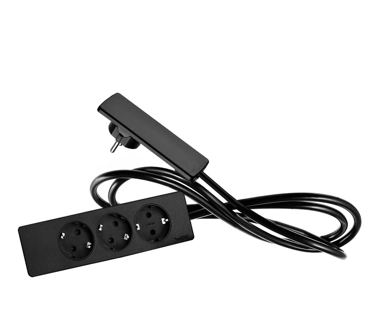 EVOline PlugFix - schwarz - mit EVOline Express 3-fach Verteiler Kabellänge 1,5 m / Steckdosenleiste