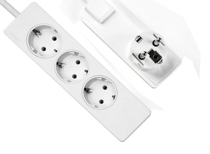 EVOline PlugFix - weiß - mit EVOline Express 3-fach Verteiler Kabellänge 1,5 m / Steckdosenleiste
