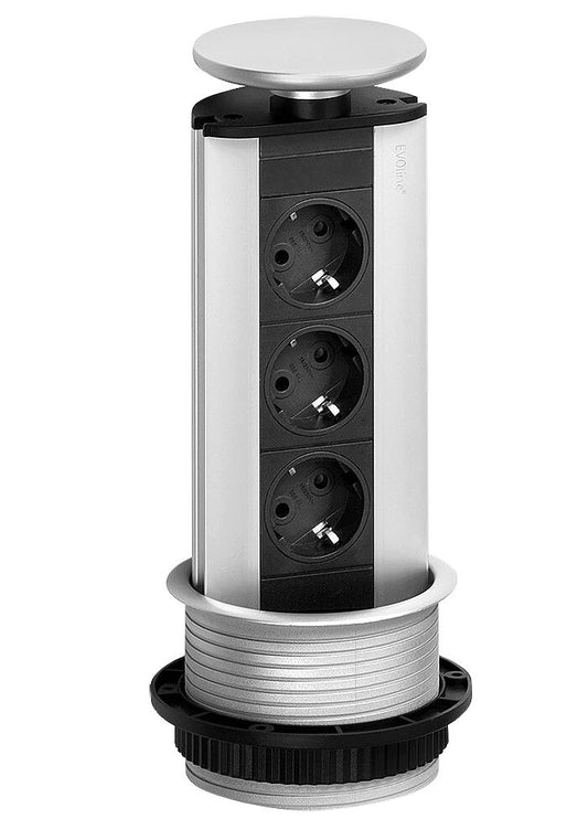 EVOline PORT 3-fach Deckel und Manschette silber lackiert / Mehrfachsteckdose / Steckdosenverteiler