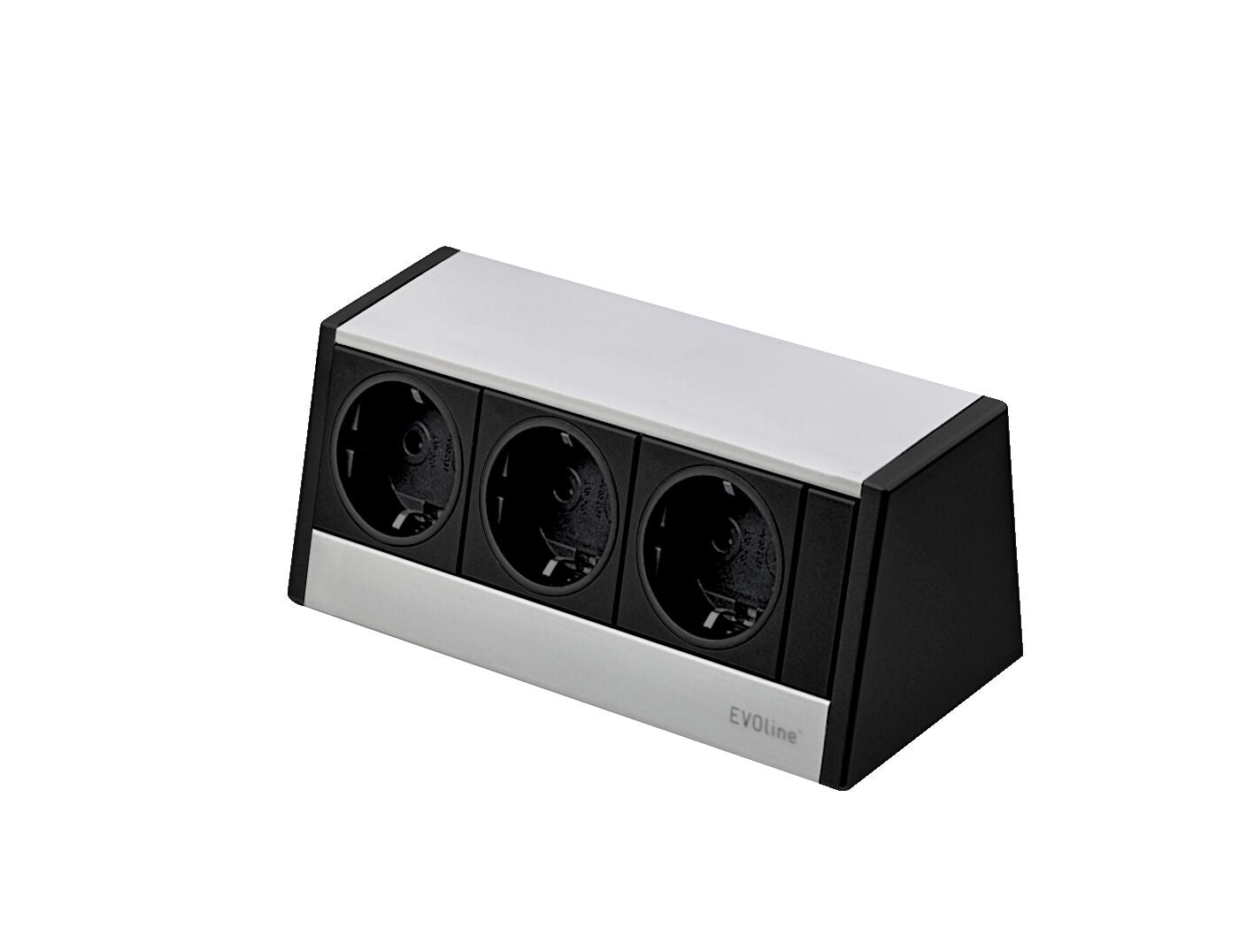 EVOline® R-Dock Aluminium SCHWARZ-SILBER mit 3 x VDE Steckdosen / Steckdoseneinheit / Steckdosen