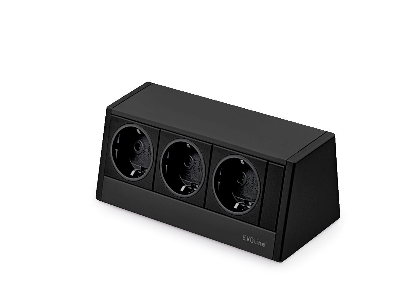 EVOline® R-Dock Aluminium SCHWARZ mit 3 x VDE Steckdosen / Steckdoseneinheit / Steckdosen