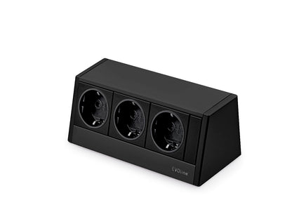 EVOline® R-Dock Aluminium SCHWARZ mit 3 x VDE Steckdosen / Steckdoseneinheit / Steckdosen