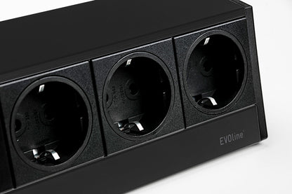 EVOline® R-Dock Aluminium SCHWARZ mit 3 x VDE Steckdosen / Steckdoseneinheit / Steckdosen