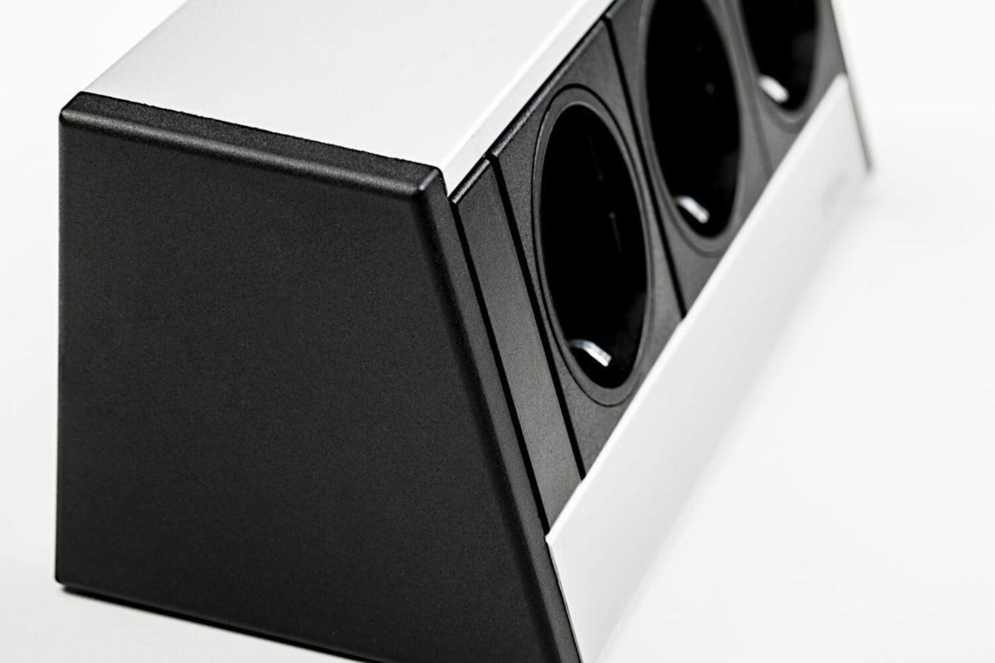 EVOline® R-Dock Aluminium SCHWARZ-SILBER mit 2 x VDE Steckdosen / Steckdoseneinheit / Steckdosen