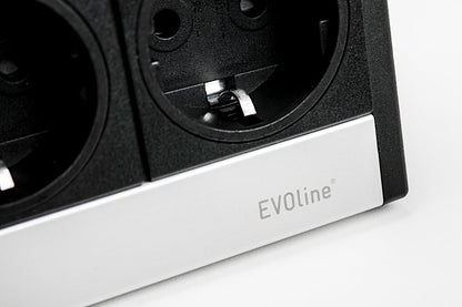 EVOline® R-Dock Aluminium SCHWARZ-SILBER mit 2 x VDE Steckdosen / Steckdoseneinheit / Steckdosen