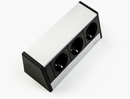 EVOline® R-Dock Aluminium SILBER mit 2 x VDE Steckdosen / Steckdoseneinheit / Steckdosen
