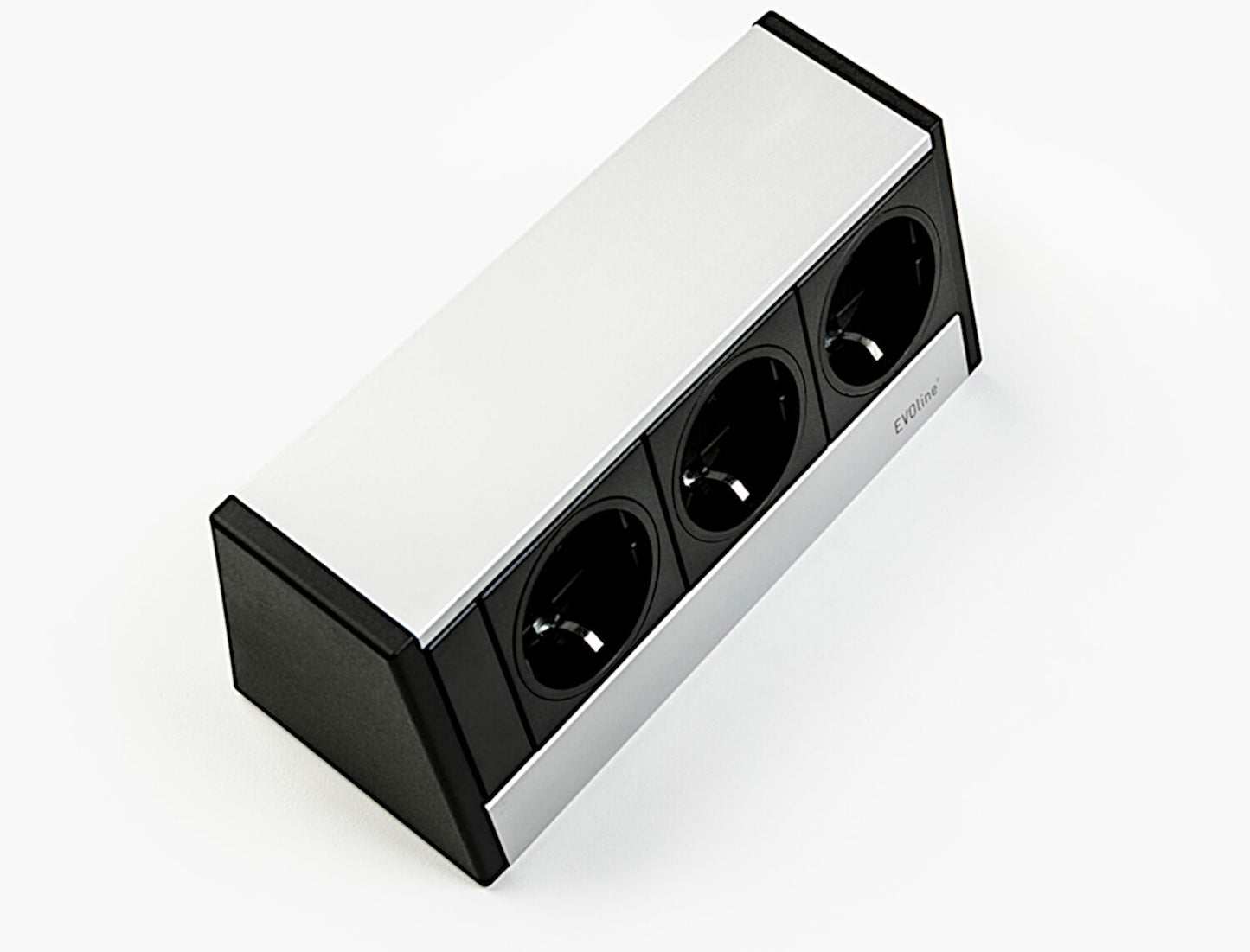 EVOline® R-Dock Aluminium SILBER mit 3 x VDE Steckdosen / Steckdoseneinheit / Steckdosen
