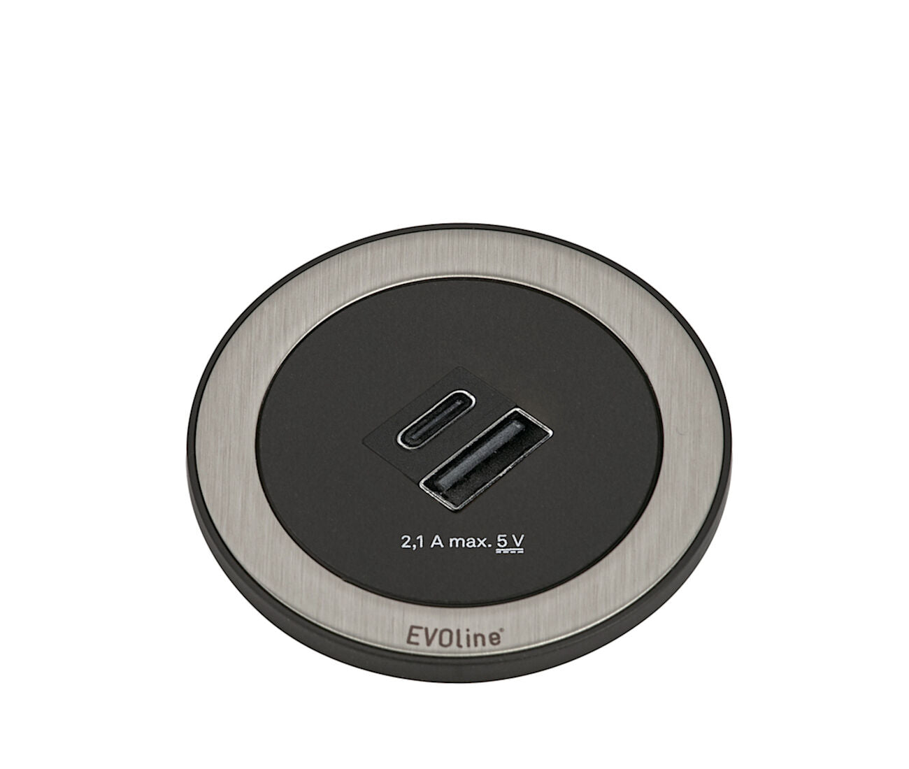 EVOline ONE Doppel USB-Port A und C in EDELSTAHL gebürstet / USB-Dose