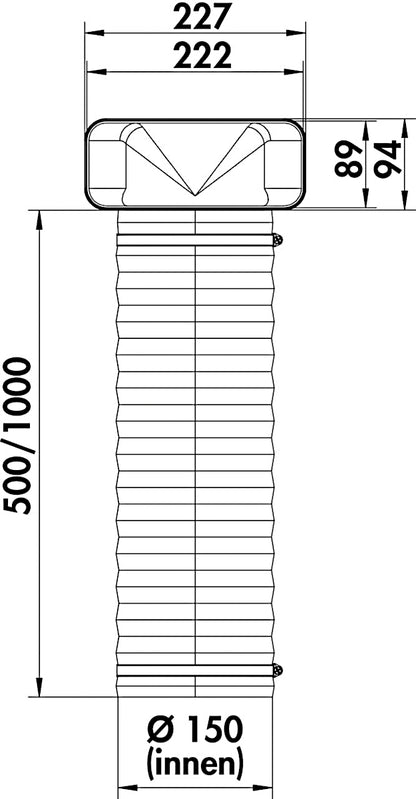 F-URX Umlenkstück 90° mit Flexschlauch / Compair flow (System Ø 150)
