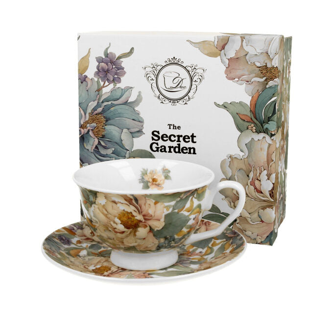 DUO Royal cup PEONY WHITE 250 ml Tasse mit Untertasse, New Bone China Porzellan