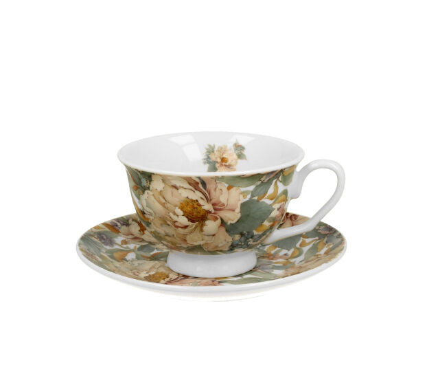 DUO Royal cup PEONY WHITE 250 ml Tasse mit Untertasse, New Bone China Porzellan – Bild 2