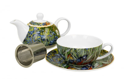 DUO ART GALLERY Tasse mit Teekanne IRISES inspired by Van Gogh New Bone China Porzellan – Bild 2