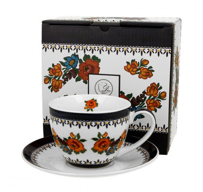 DUO ETNO Tasse INDIGO 250 ml mit Untertasse, New Bone China Porzellan