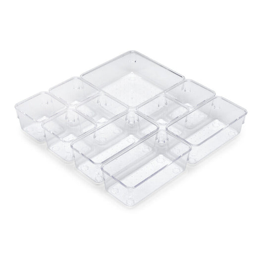 emuca Organizer-Würfel-10er Cube Kit für Schublade, Kunststoff, Transparent / Schubladen-Organizer