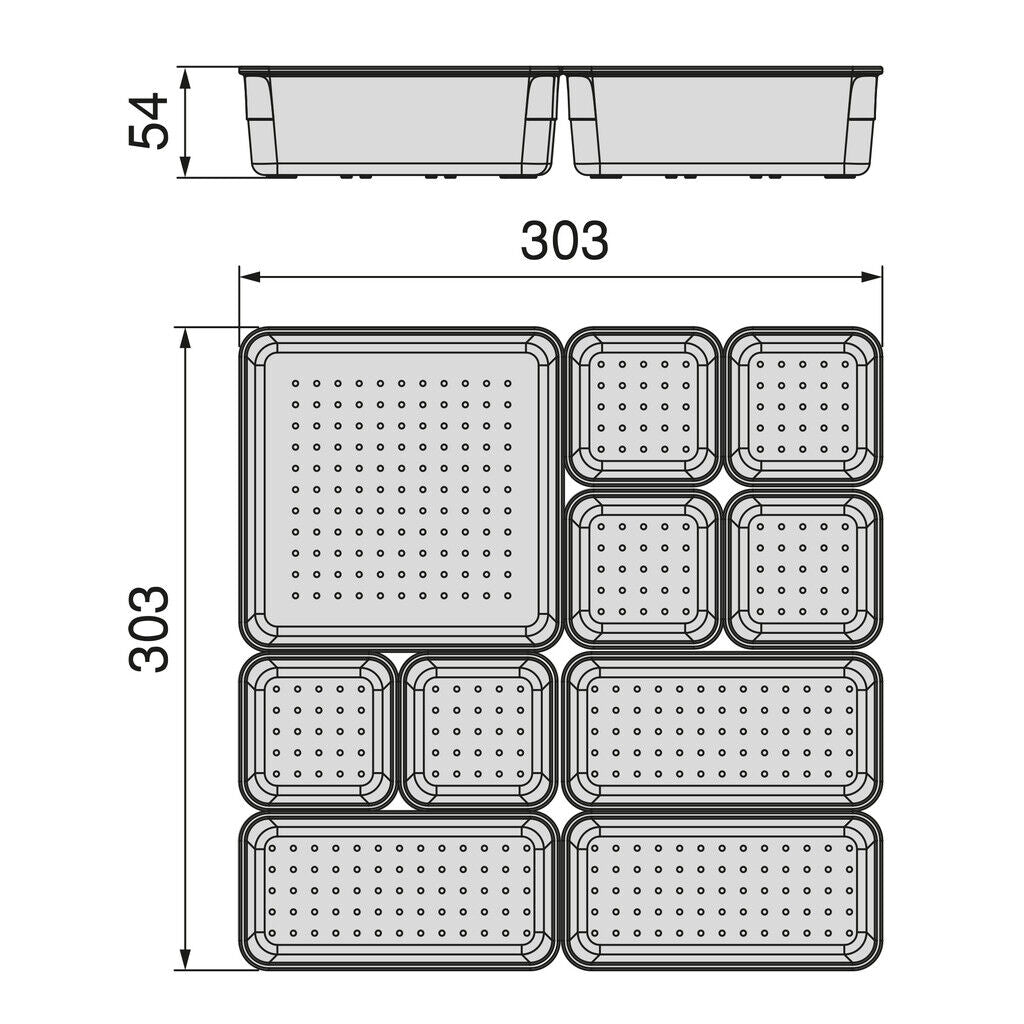 emuca Organizer-Würfel-10er Cube Kit für Schublade, Kunststoff, Transparent / Schubladen-Organizer