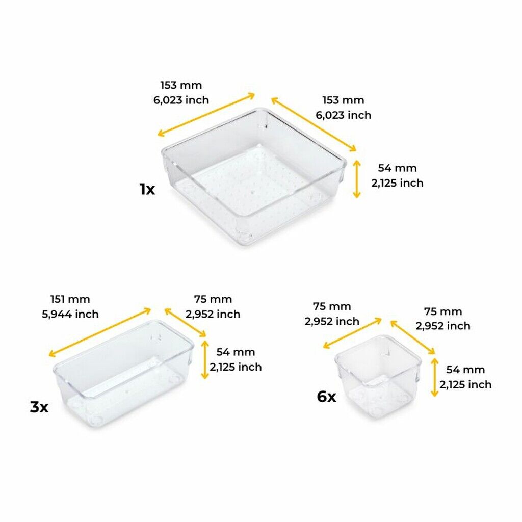 emuca Organizer-Würfel-10er Cube Kit für Schublade, Kunststoff, Transparent / Schubladen-Organizer
