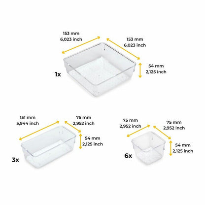 emuca Organizer-Würfel-10er Cube Kit für Schublade, Kunststoff, Transparent / Schubladen-Organizer