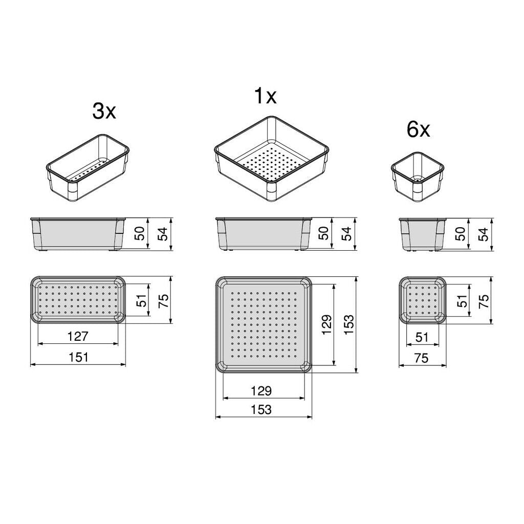 emuca Organizer-Würfel-10er Cube Kit für Schublade, Kunststoff, Transparent / Schubladen-Organizer