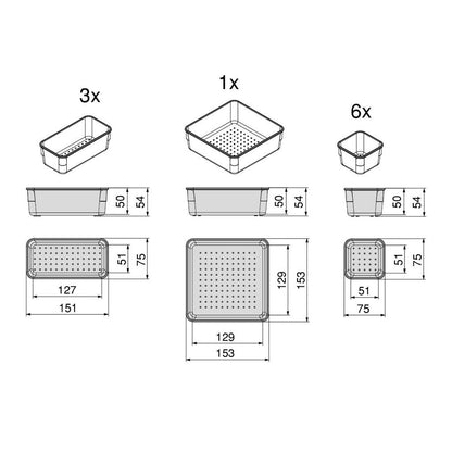 emuca Organizer-Würfel-10er Cube Kit für Schublade, Kunststoff, Transparent / Schubladen-Organizer