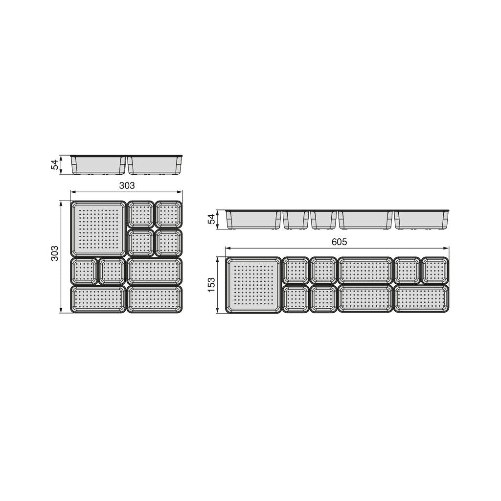 emuca Organizer-Würfel-10er Cube Kit für Schublade, Kunststoff, Transparent / Schubladen-Organizer