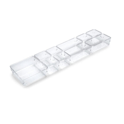 emuca Organizer-Würfel-10er Cube Kit für Schublade, Kunststoff, Transparent / Schubladen-Organizer