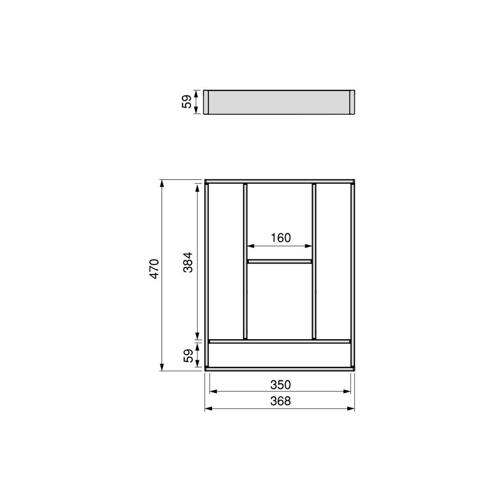 emuca Ausziehbarer Schubladenorganizer 368x470mm für Modulmaße 450x500mm, Aluminium, Anthrazitgrau