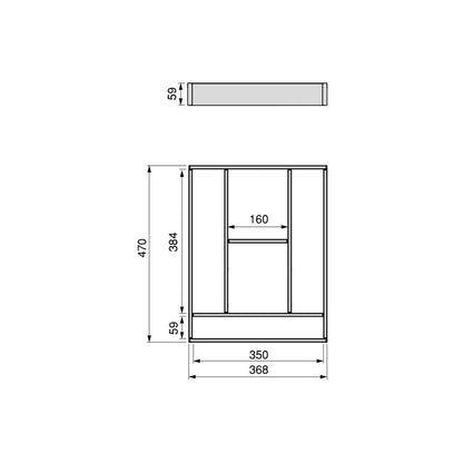 emuca Ausziehbarer Schubladenorganizer 368x470mm für Modulmaße 450x500mm, Aluminium, Anthrazitgrau