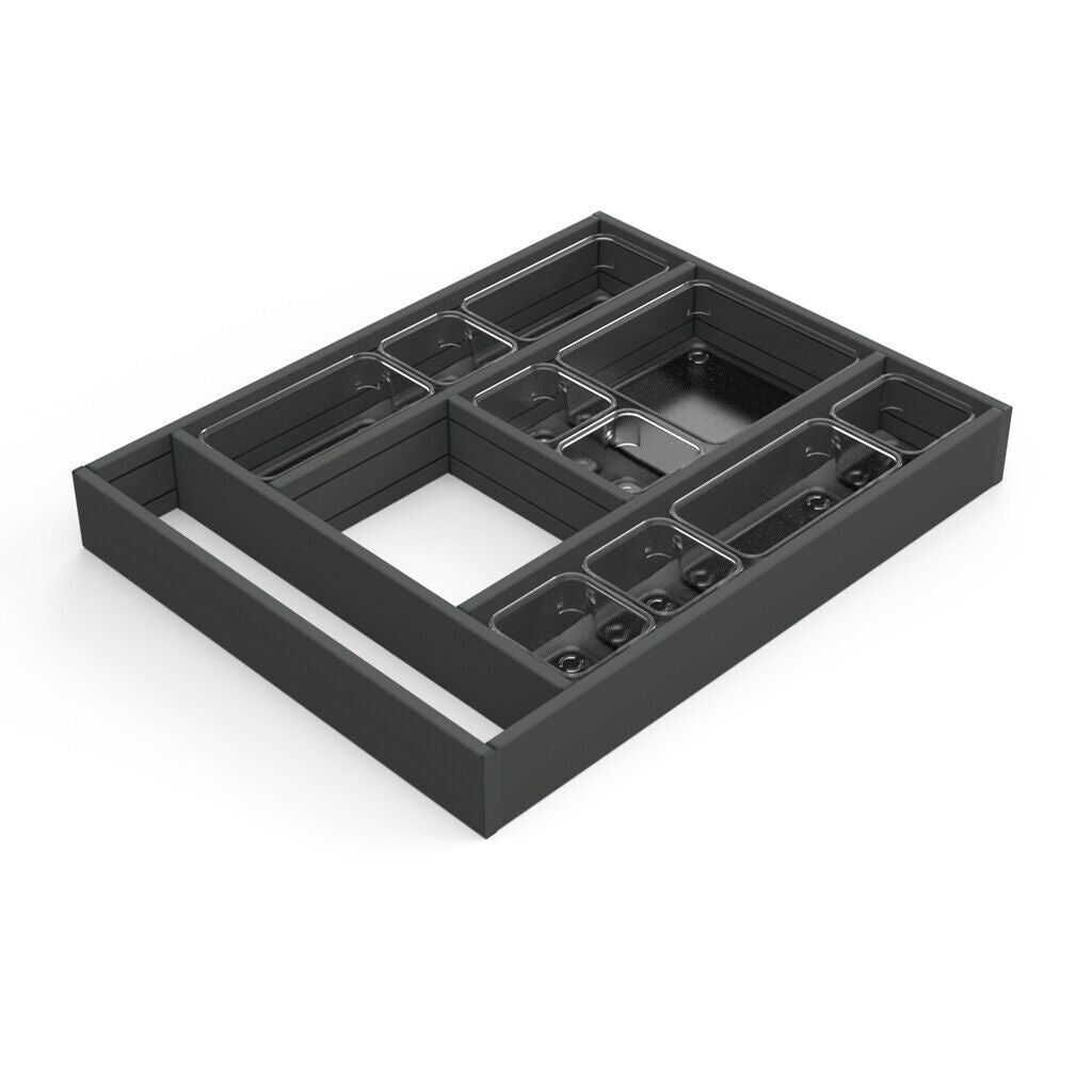 emuca Ausziehbarer Schubladenorganizer 368x470mm für Modulmaße 450x500mm, Aluminium, Anthrazitgrau