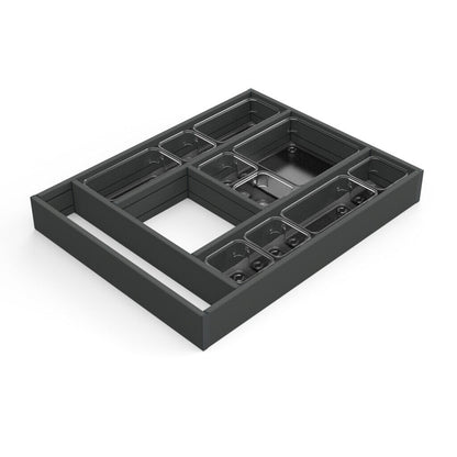 emuca Ausziehbarer Schubladenorganizer 368x470mm für Modulmaße 450x500mm, Aluminium, Anthrazitgrau