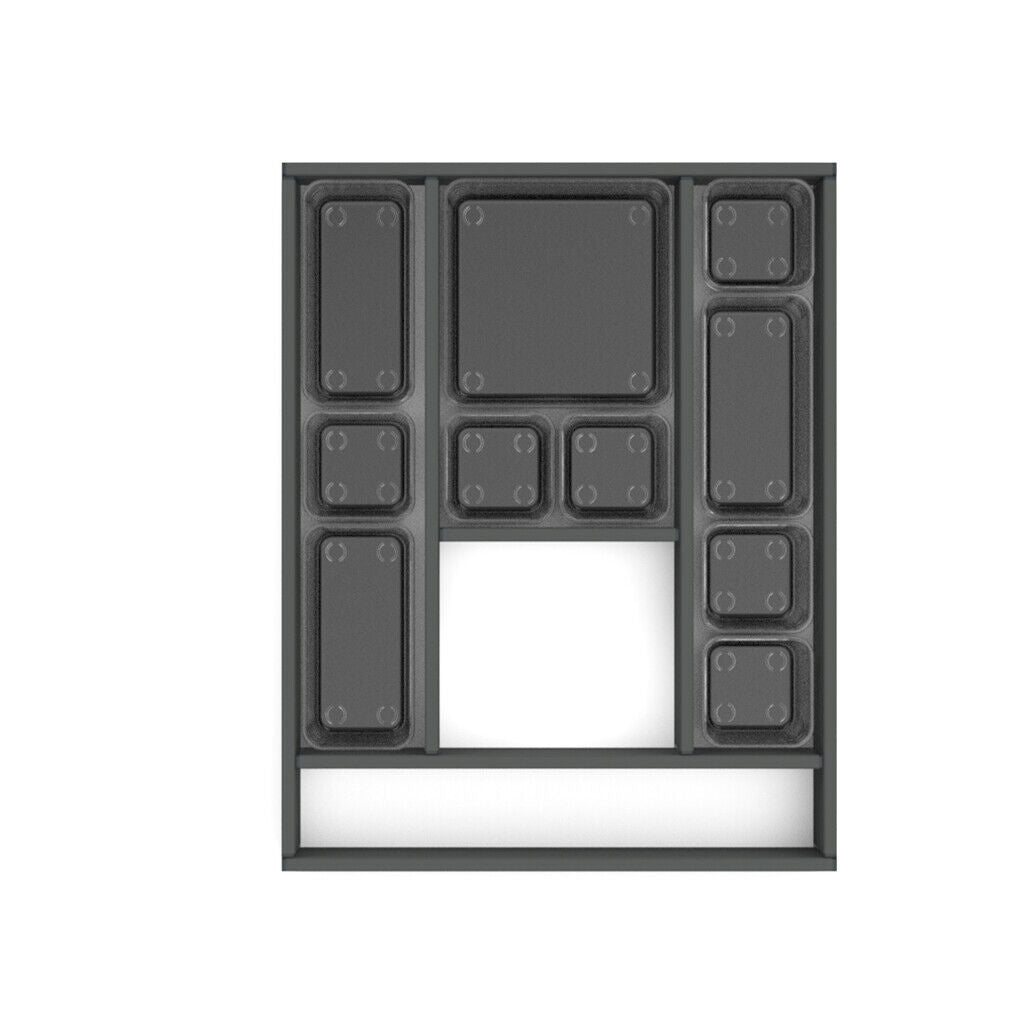 emuca Ausziehbarer Schubladenorganizer 368x470mm für Modulmaße 450x500mm, Aluminium, Anthrazitgrau