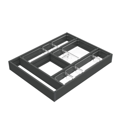 emuca Ausziehbarer Schubladenorganizer 368x470mm für Modulmaße 450x500mm, Aluminium, Anthrazitgrau