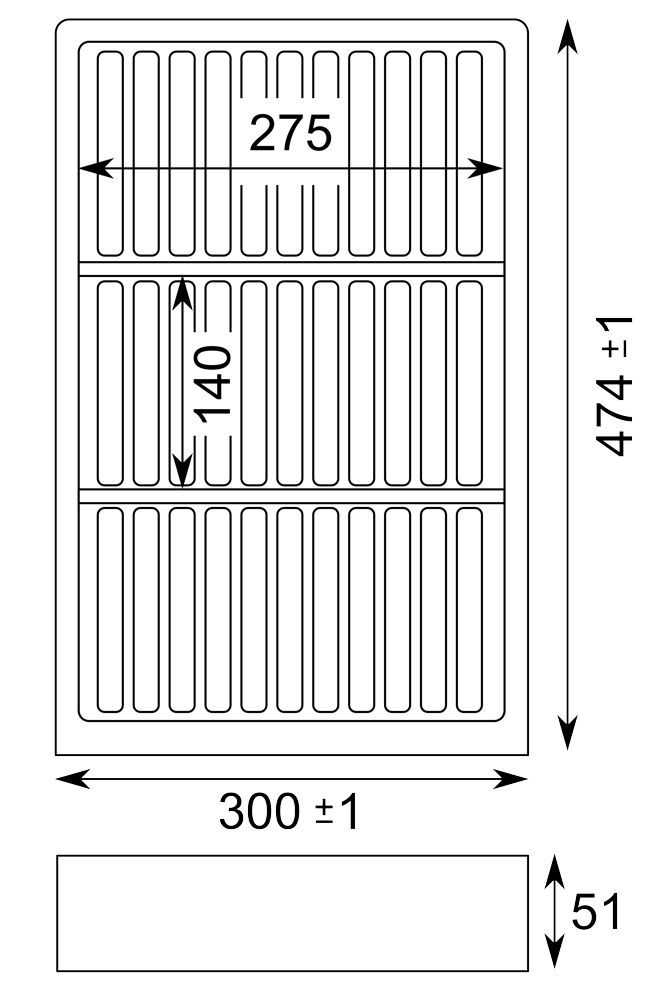 Gewürzeinsatz SEPARADO 550 Schiefergrau  B 300 x T 474 mm / Gewürzdoseneinsatz