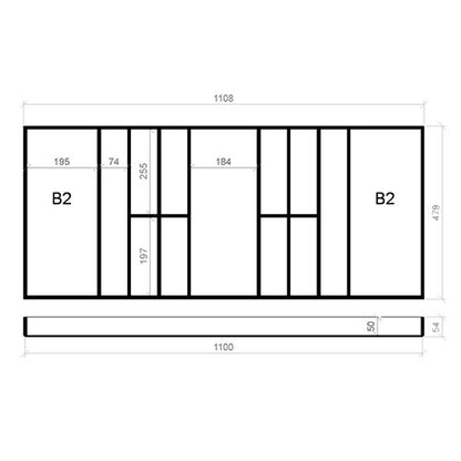 Besteckeinsatz 120er Schubl. B 1108 x T 479 mm passend für Grass Nova 16 mm Schubladen