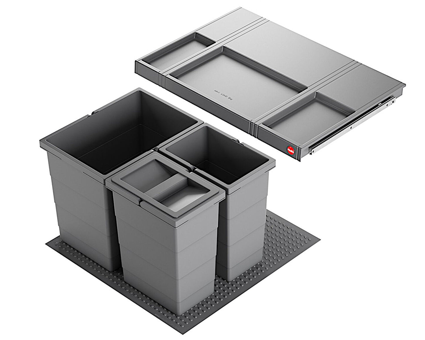 HAILO Abfallsorter 3301631 ALLEGRO 295 18/8/8/D dunkelgrau mit 34 Liter Abfallvolumen für 60 cm Schrankbreite