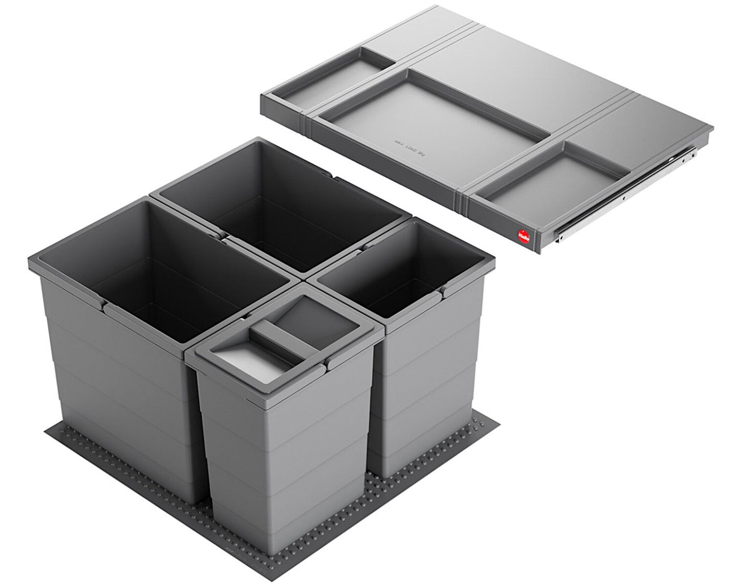 HAILO Abfallsorter 3301641 ALLEGRO 295 18/18/8/8/D dunkelgrau mit 52 Liter Abfallvolumen für 60 cm Schrankbreite
