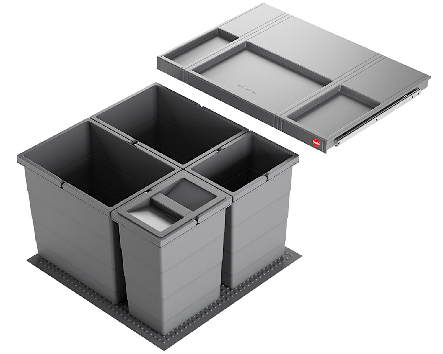 HAILO Abfallsorter 3301641 ALLEGRO 295 18/18/8/8/D dunkelgrau mit 52 Liter Abfallvolumen für 60 cm Schrankbreite
