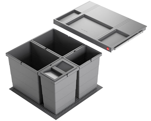 HAILO Abfallsorter 3301641 ALLEGRO 295 18/18/8/8/D dunkelgrau mit 52 Liter Abfallvolumen für 60 cm Schrankbreite