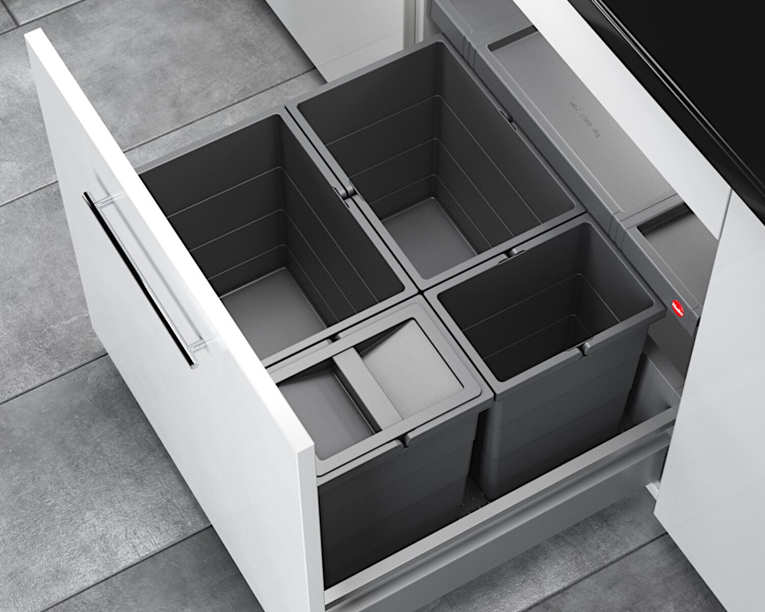 HAILO Abfallsorter 3301641 ALLEGRO 295 18/18/8/8/D dunkelgrau mit 52 Liter Abfallvolumen für 60 cm Schrankbreite – Bild 4
