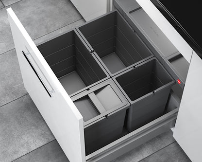 HAILO Abfallsorter 3301641 ALLEGRO 295 18/18/8/8/D dunkelgrau mit 52 Liter Abfallvolumen für 60 cm Schrankbreite – Bild 4