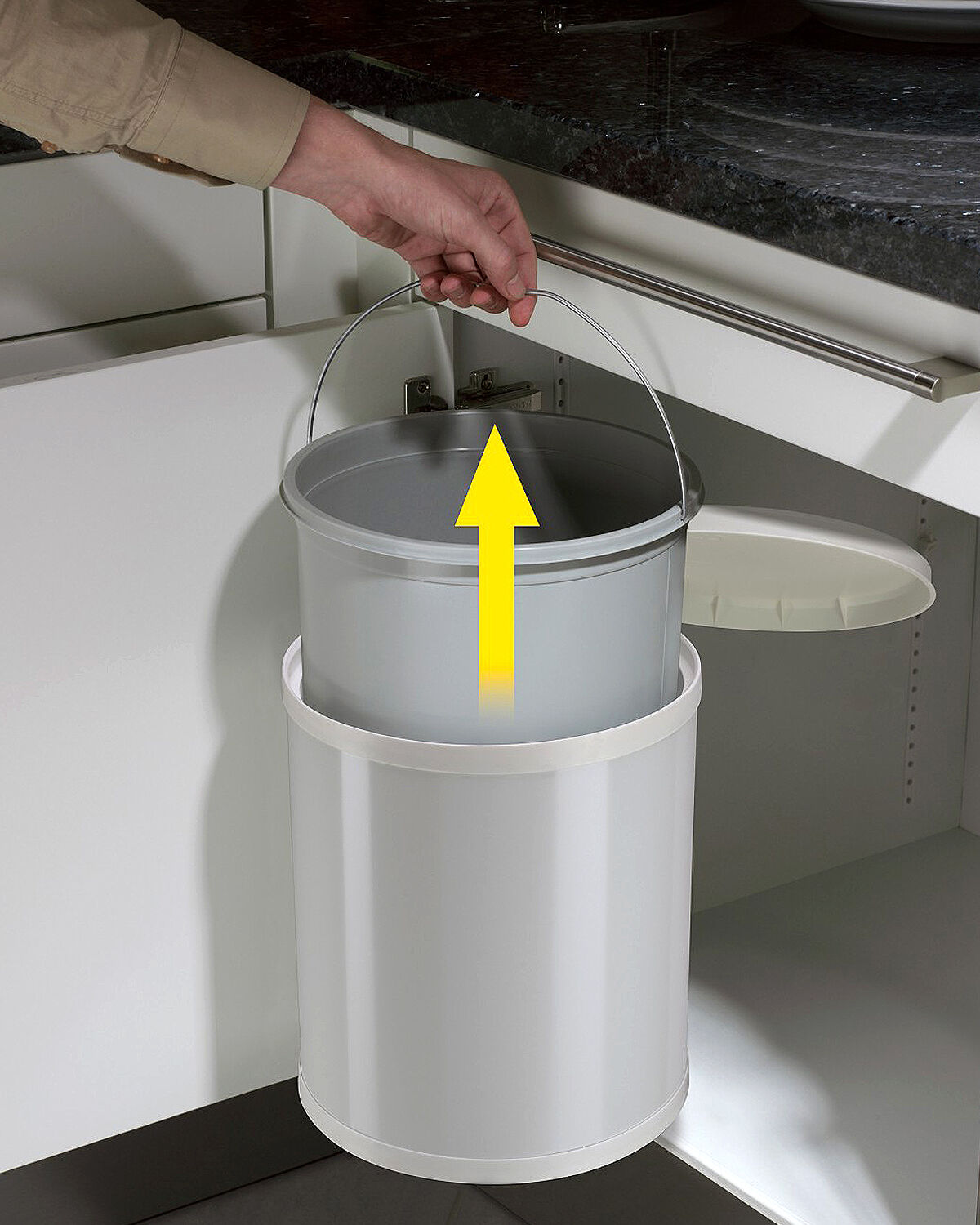 HAILO 3555-001 Compact-Box M Einbau-Mülleimer WEISS mit Deckel-Lift-System / ab 40 cm Schrankbreite – Bild 4