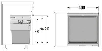 HAILO 3608461 CARGO SYNCHRO 55 Liter mit kleinen Mängeln - 45 cm Schrankbreite / Abfalltrennsystem – Bild 2