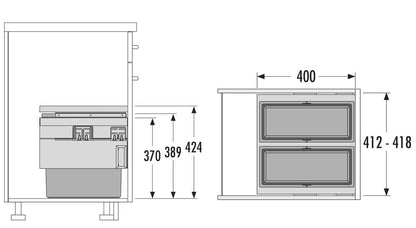 HAILO 3608471 CARGO SYNCHRO mit 36 Liter Volumen für 45 cm Schrankbreite / Abfalltrennsystem – Bild 2
